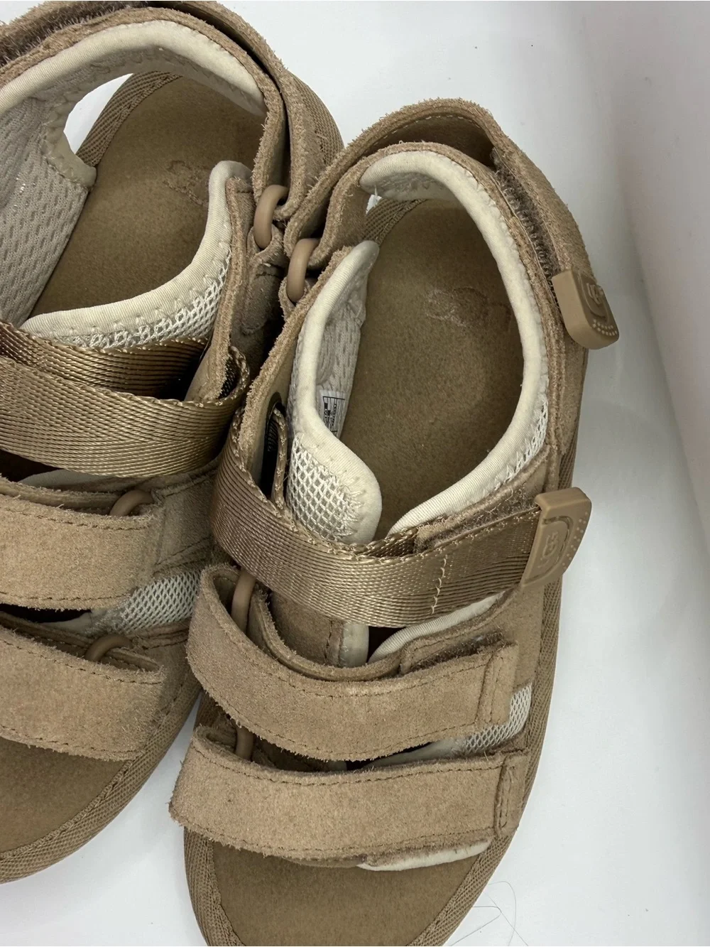 UGG Kids Beige Suede Open-Toe Sport Sandals